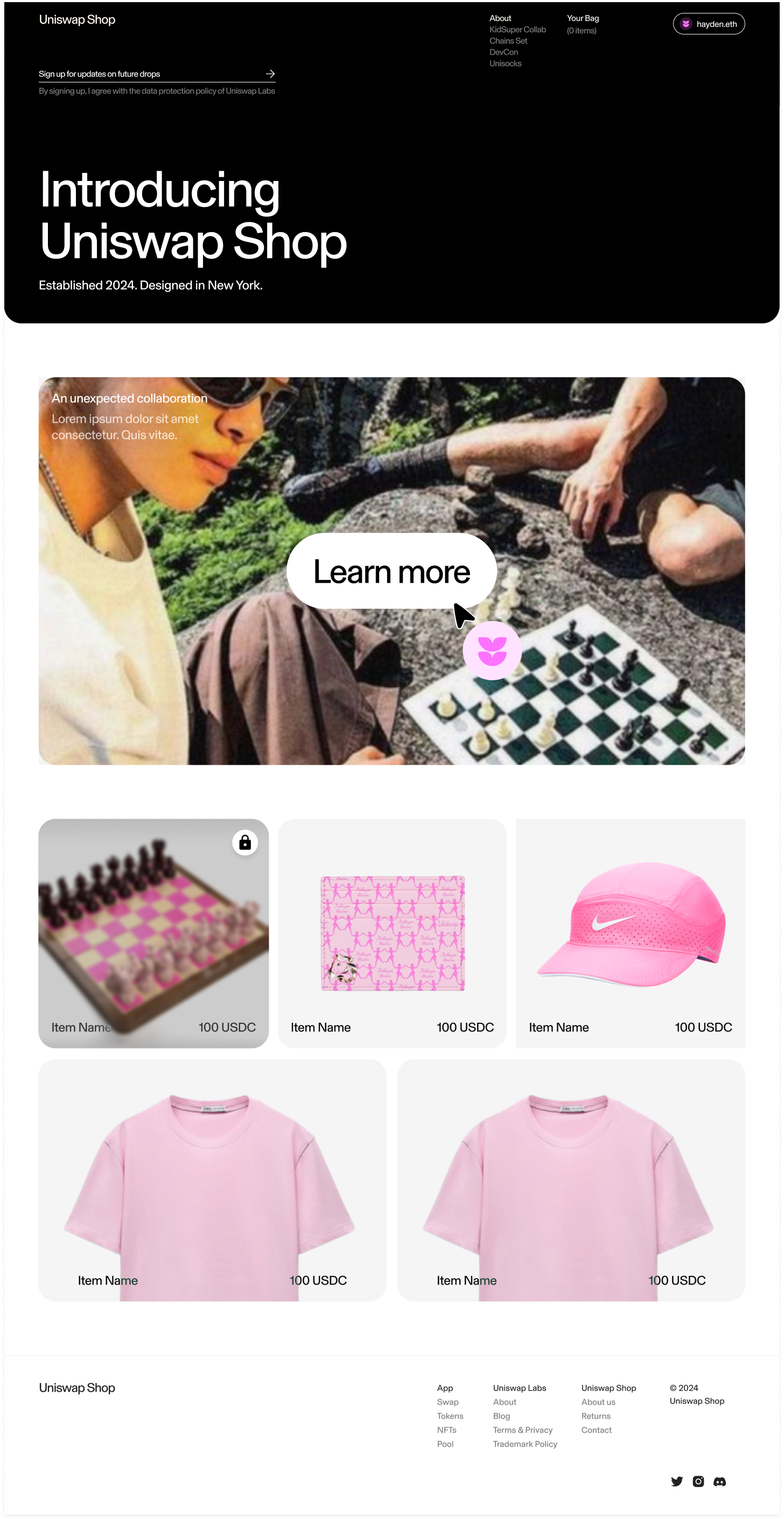 Uniswap and KidSuper storefront